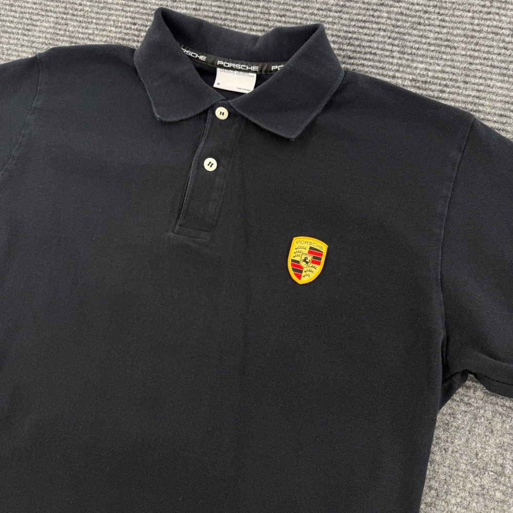 Porsche Design Drivers Selection Mens M Black Cotton Polo Shirt Motorsport